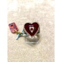 Sacramore Firenze Anello in Fascia Argento con Cuore Smaltato e Radice Rubino