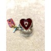 Sacramore Firenze Anello in Fascia Argento con Cuore Smaltato e Radice Rubino