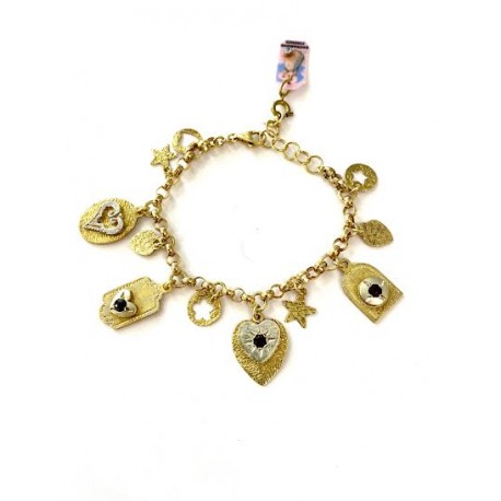 Sacramore Firenze Bracciale Oro con Pendenti e Rubini