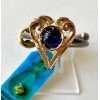 Sacramore Firenze Anello Cuore Traforato in Argento con Pietra Idrotermale Blu