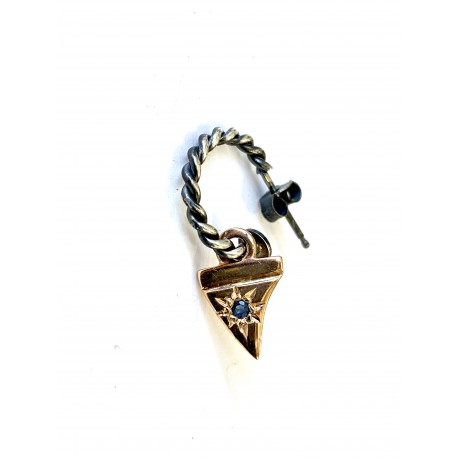 sacramore firenze Mono orecchino cerchietto torchon pendente Zanna con zaffiro